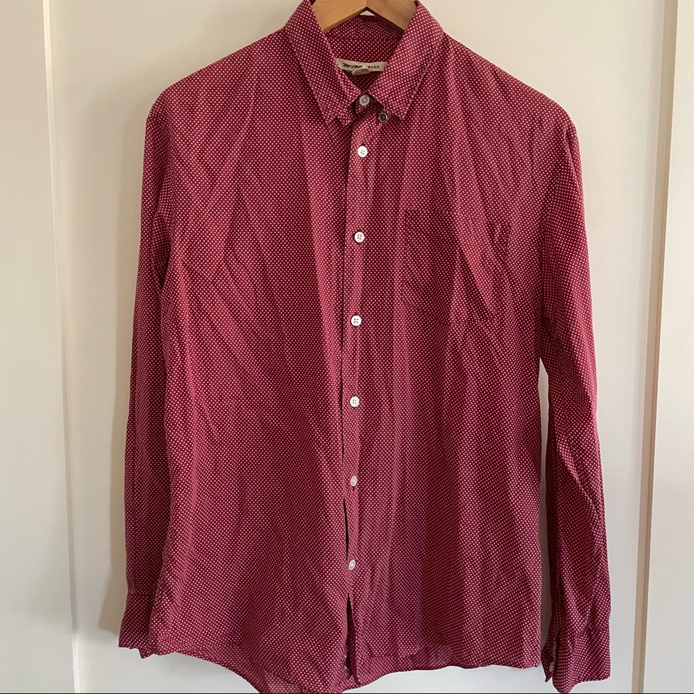 John Varvatos Star USA Polka Dot Button Up Sz S